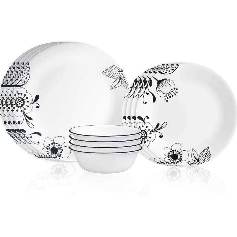 Corelle Floral Noir Dinnerware Set