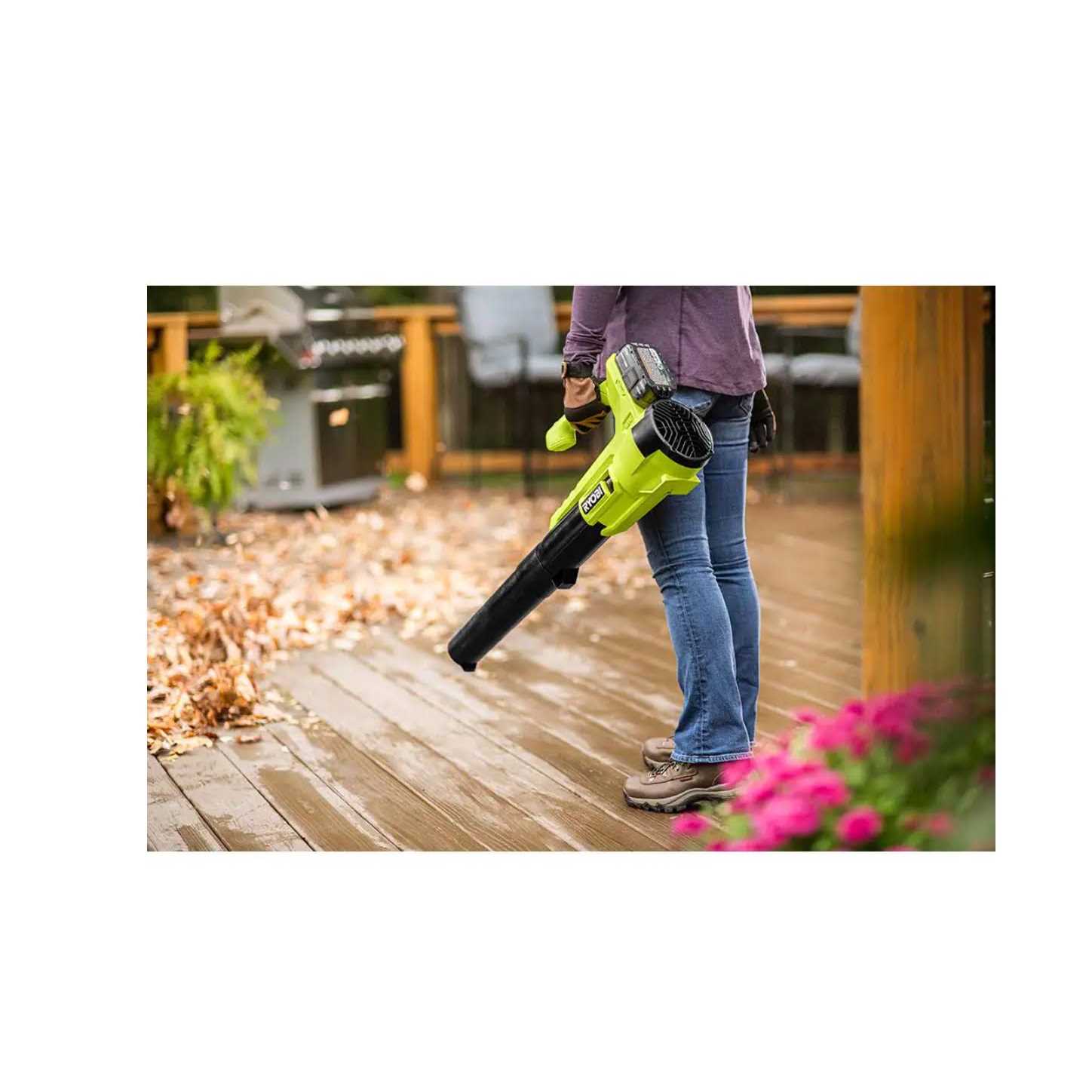 RYOBI ONE+ 18V Cordless Battery String Trimmer and Blower Combo Kit with 4.0 Ah Battery and Charger