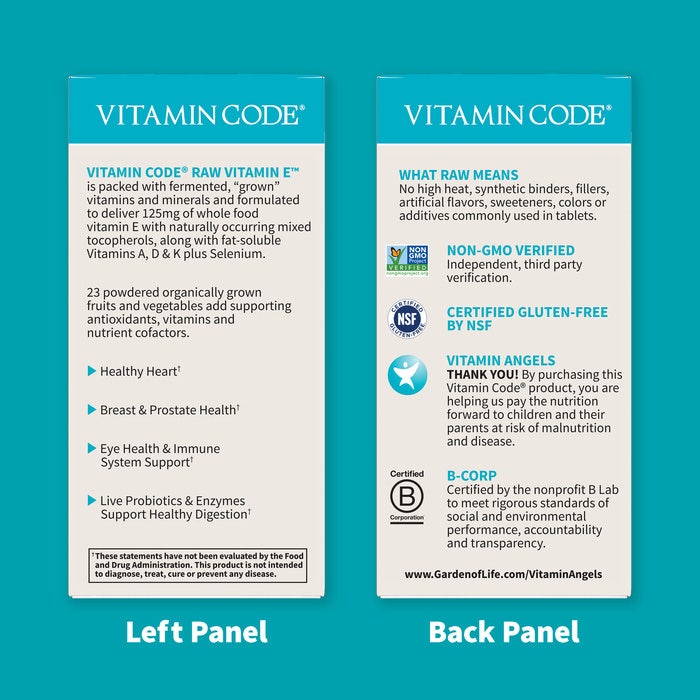 Garden of Life Vitamin Code Raw Vitamin E 60 Capsules