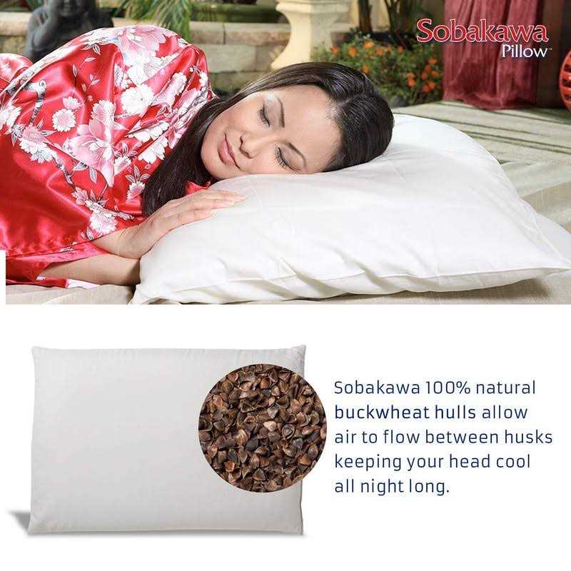 Sobakawa Traditional Buckwheat Size Pillow Organic Cotton with Natural Technology for Cool Sleep, Neck Support for Back and Side Sleepers