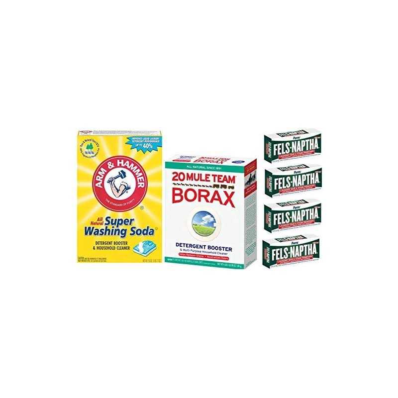 Laundry Soap Kit Fels Naptha 4 bars 20 Mule Team Borax Natural Laundry Booster