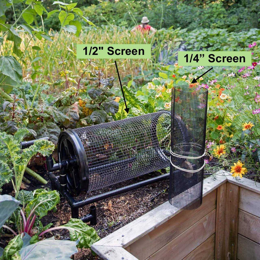 Earthkeeping Green Rolling Garden Sifter with 1/2 in. Heavy Duty Screen
