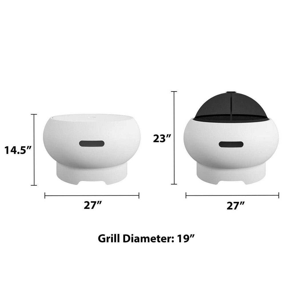 Novogratz Poolside Collection Asher Wood Burning Fire Pit with Grilling Surface
