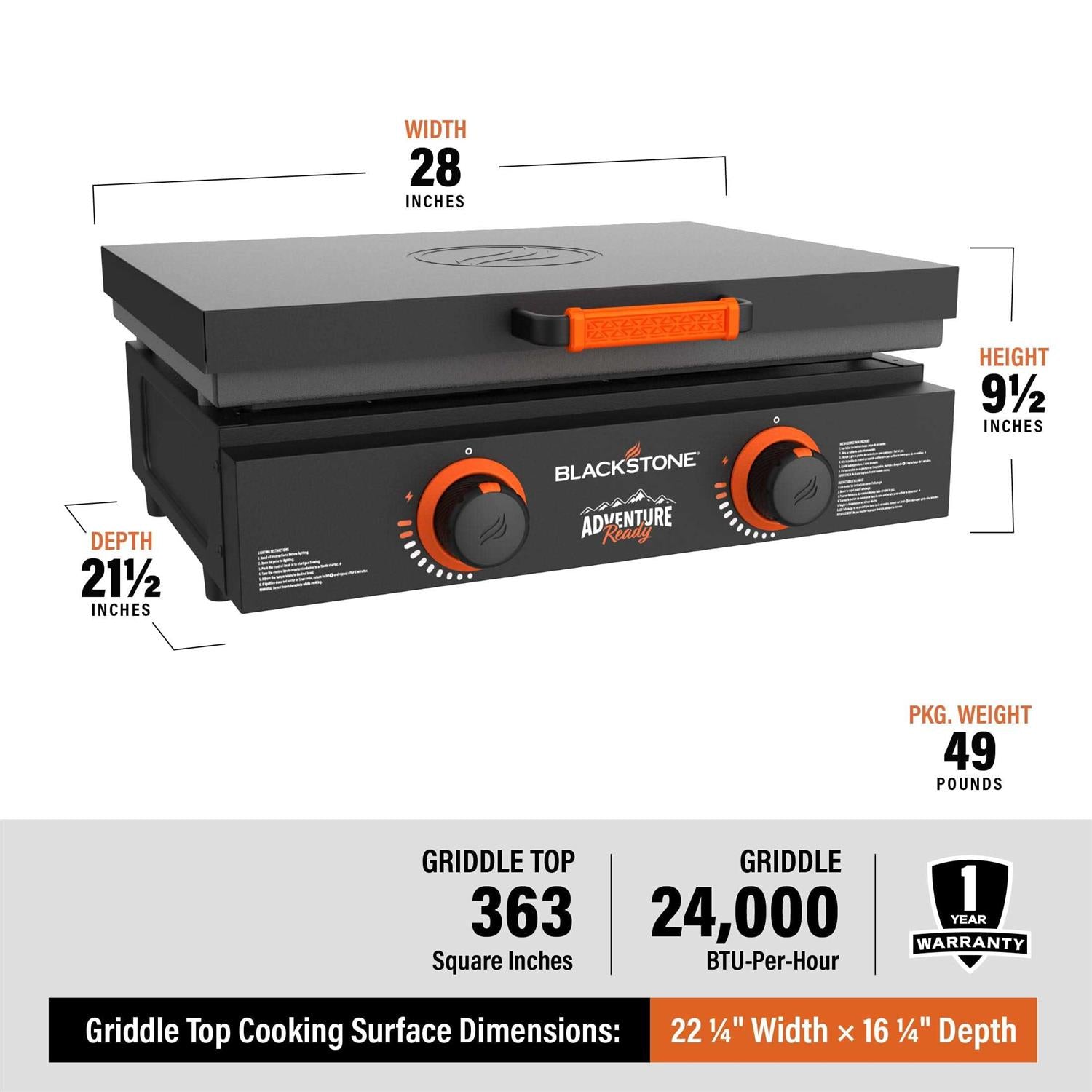 Blackstone Adventure Ready 22 Propane Griddle Gift Set in Smokey Mtn