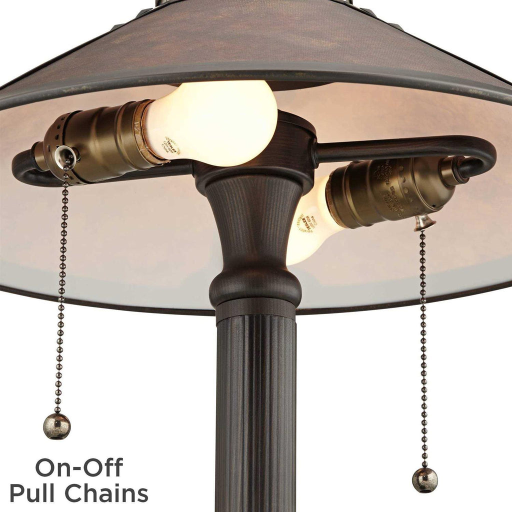 Robert Louis Tiffany Mica Mission Desk Lamp 18 1/2 High Oil Rubbed Bronze Natural Mica Shade for Bedroom Living Room Bedside Nightstand Kids Family