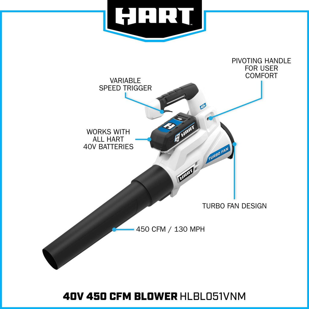 Hart 40-Volt 450 CFM Axial Blower Cordless