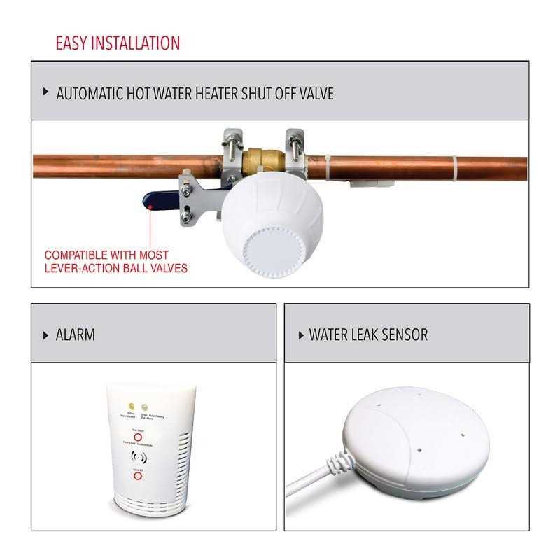 MyGuard Automatic Hot Water Heater Shut Off System and Water Leak Alarm and Detector, Quality Design and Material