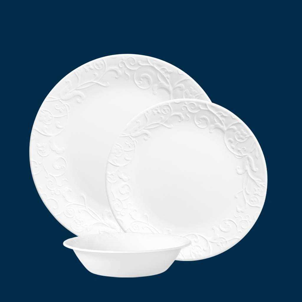 Corelle 18-Piece Embossed Bella Faenza Vitrelle Dinnerware Set