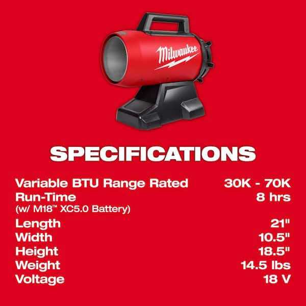 Milwaukee M18 70,000 BTU Forced Air Propane Heater with 5.0Ah Battery