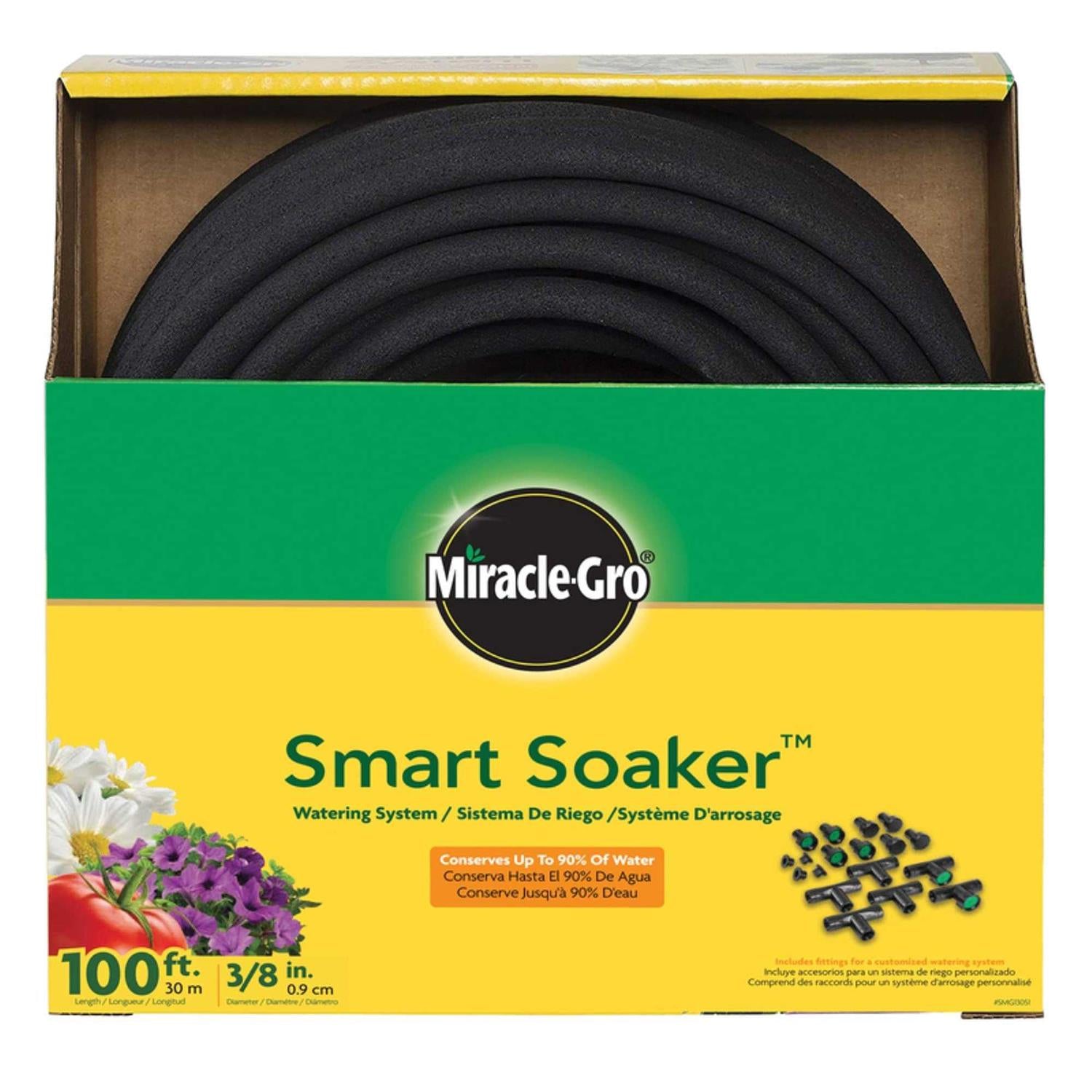 Miracle-Gro Smart Soaker 3/8 in. D x 100 ft. L Black Soaker Hose