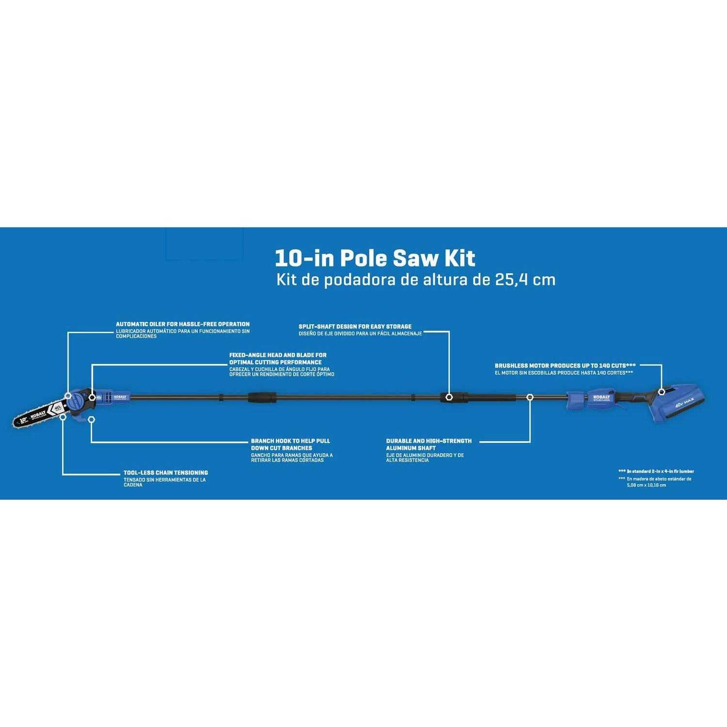 Kobalt Gen4 40-Volt 10-in Cordless Electric Pole Saw 2 Ah KPS 1040A-03