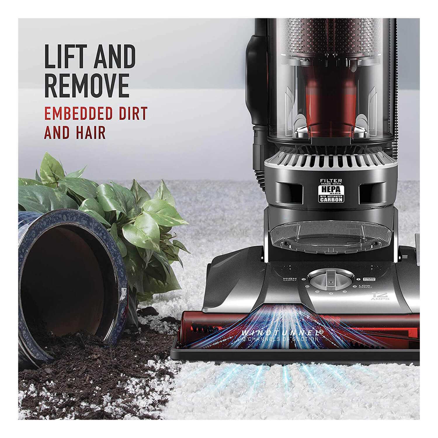 Hoover WindTunnel 3 Max Performance Pet Bagless Upright Vacuum Cleaner Machine with HEPA Media Filtration