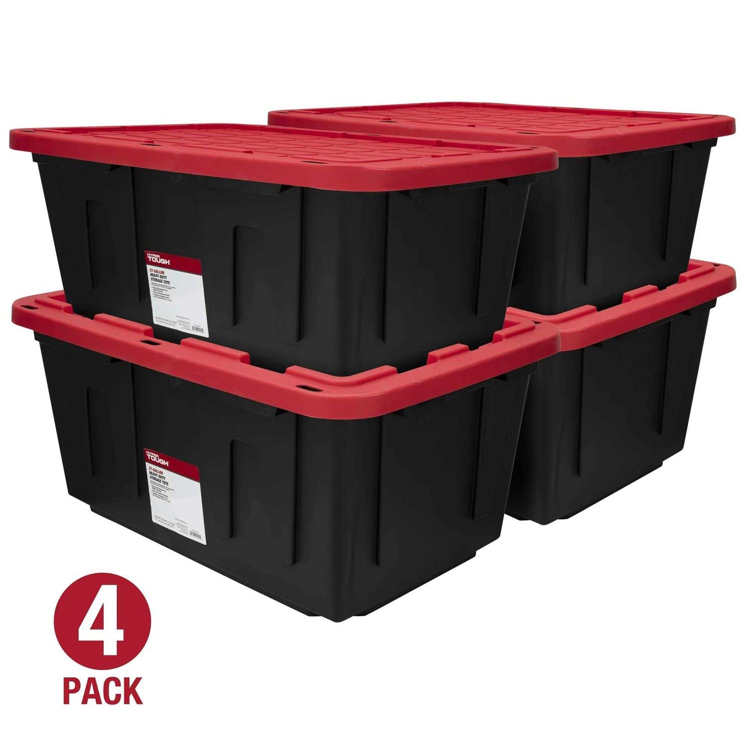 Hyper Tough 27 Gallon Stackable Snap Lid Plastic Storage Bin Container