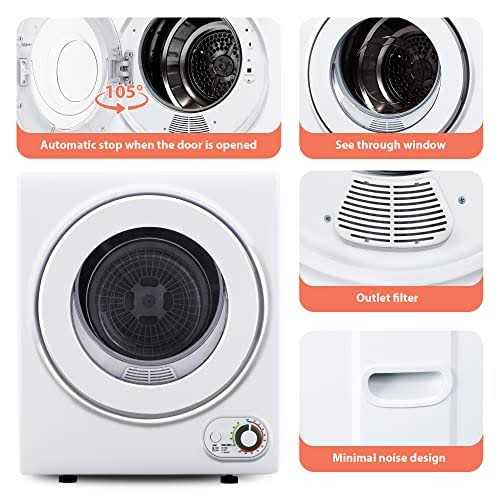 Euhomy 110V Portable Clothes Dryer 850W Compact Laundry Dryers 1.5 cu.ft Front Load Stainless Steel Electric Dryers Machine with Stainless Steel Tub
