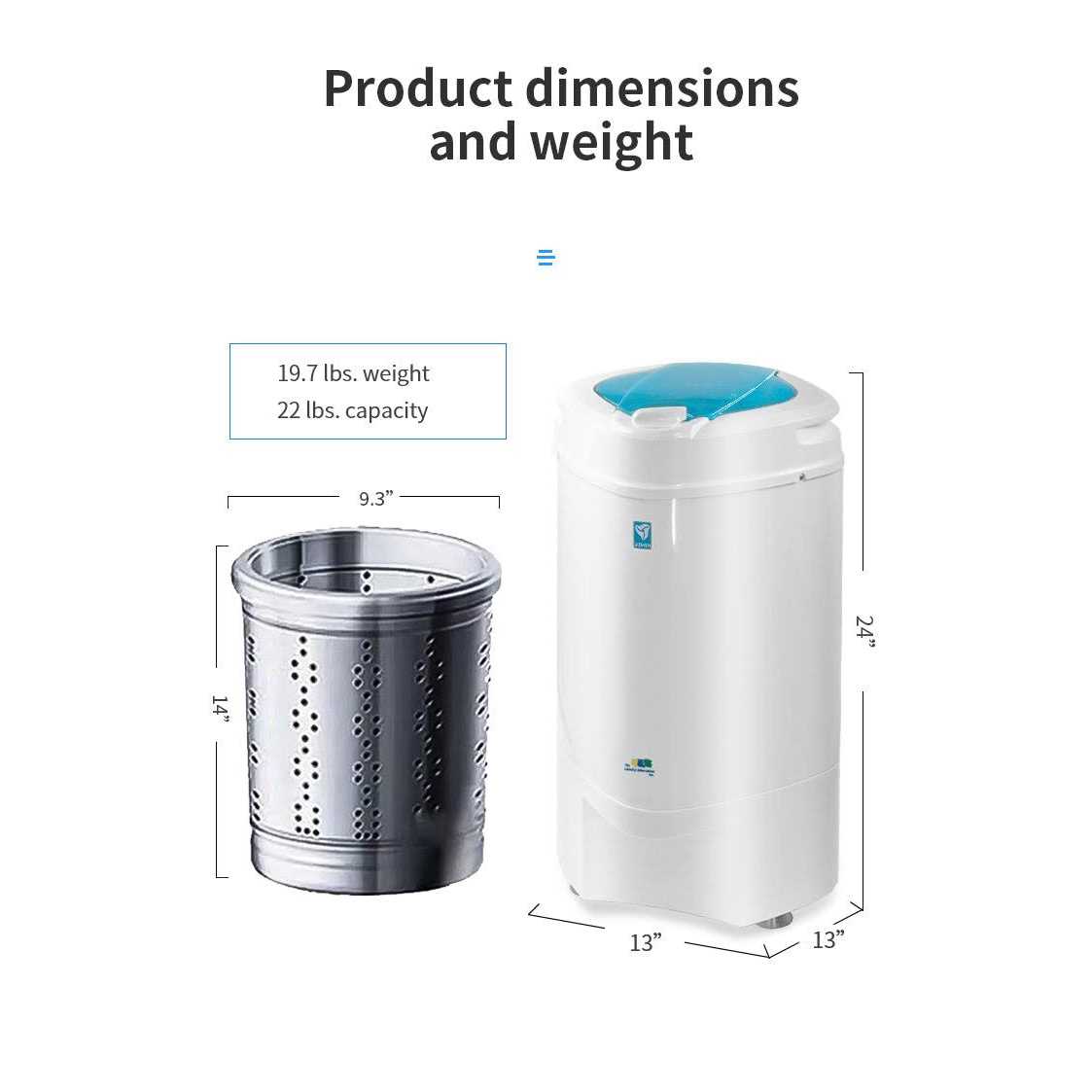 The Laundry Alternative Ninja Spin Dryer Portable Clothes Dryer Spin Dryer for Clothes
