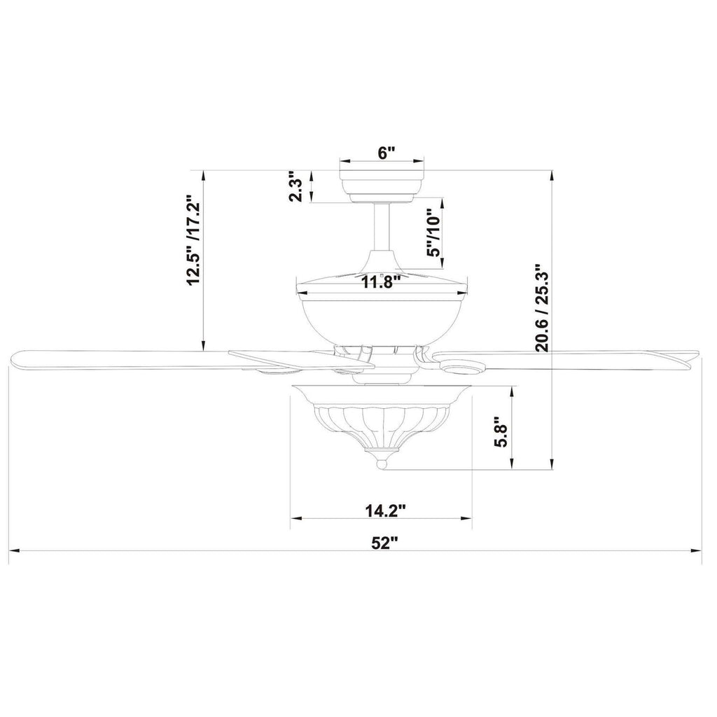 WAREHOUSE OF TIFFANY Micago Forged Black 52 Lighted Ceiling Fan CFL-8420REMO/FB