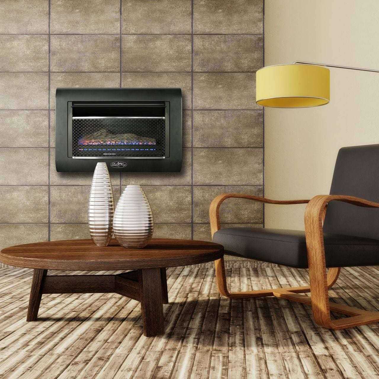 Duluth Forge 26,000 BTU Dual-Fuel Ventless Linear Wall Gas Fireplace with Log DF300L