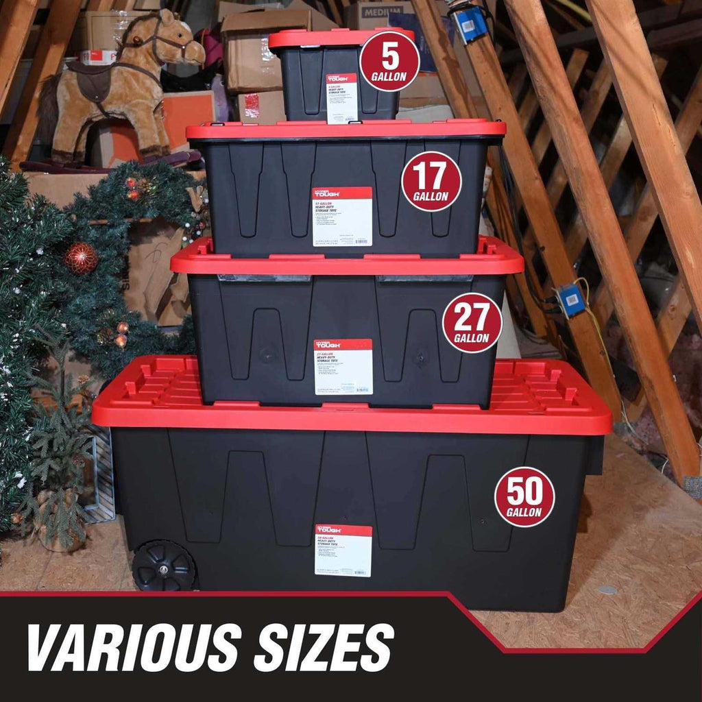 Hyper Tough 27 Gallon Stackable Snap Lid Plastic Storage Bin Container