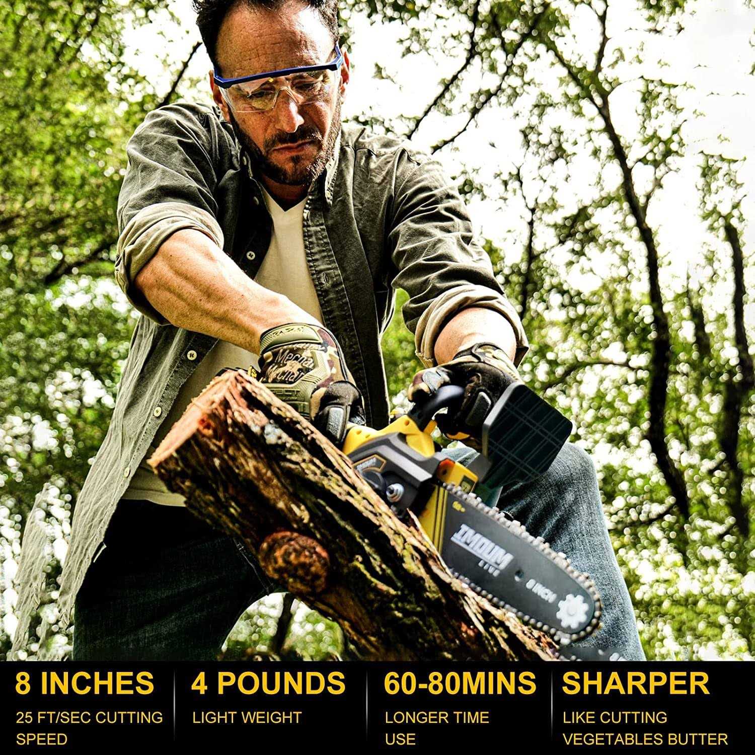 Imoumlive Brushless Mini Chainsaw 8-Inch