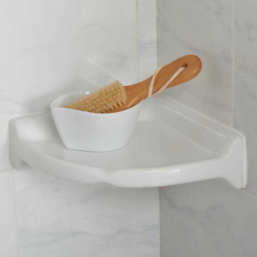 Daltile Restore 8.5 in. W Ceramic Wall Mounted Corner Shower Shelf Tile in White