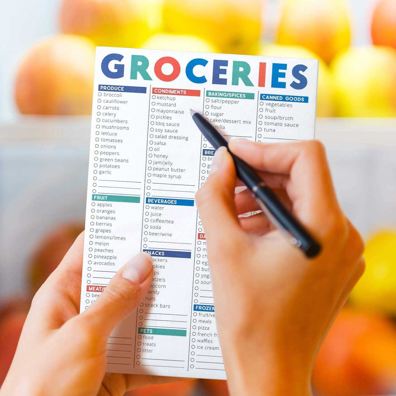 Sweetzer & Orange FastCheck Grocery List Magnet Pad for Fridge. 6×9 Magnetic Notepad with Printed Shopping List Items and Blank Grocery Shopping