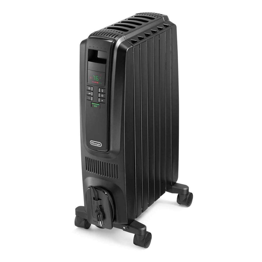 DeLonghi Oil-Filled Radiator Space Heater Quiet 1500W Adjustable Thermostat 3 Heat Settings Timer Energy Saving Safety Fe