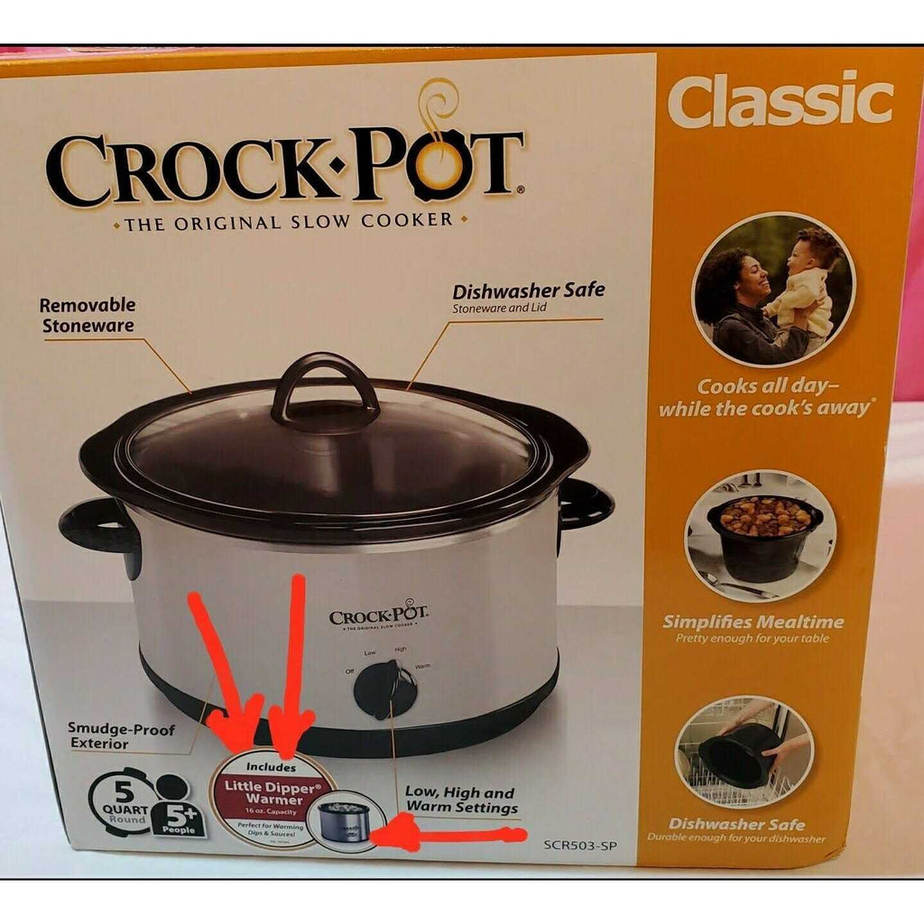 Crock-Pot scr503sp 5-Quart Smudgeproof Round Manual Slow Cooker with Dipper