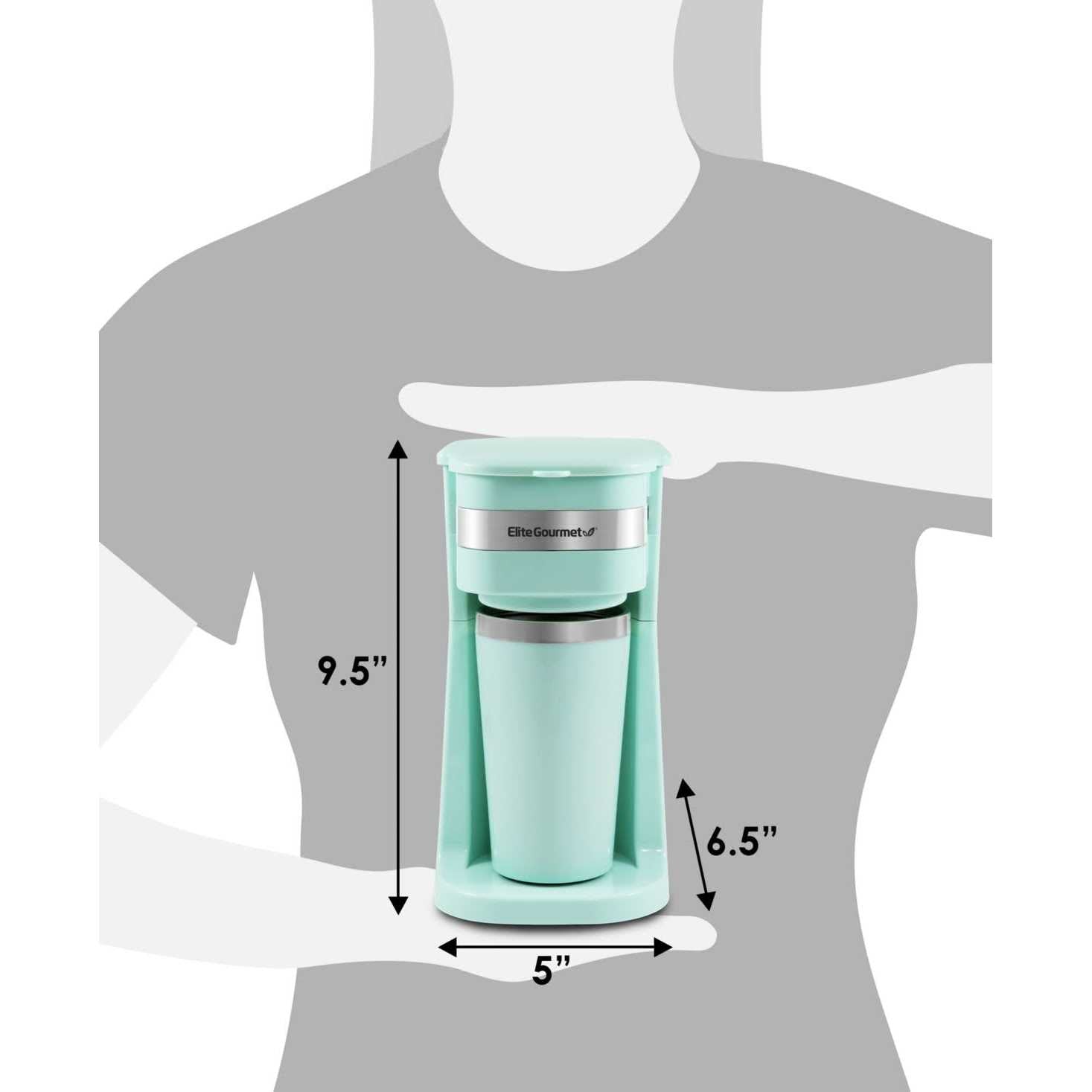 Elite Gourmet Personal Coffee Maker with Stainless Steel Mug