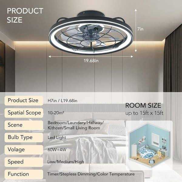 FANNEHONNE 19 in. Indoor Integrated LED Modern Farmhouse Ceiling Fan with Light
