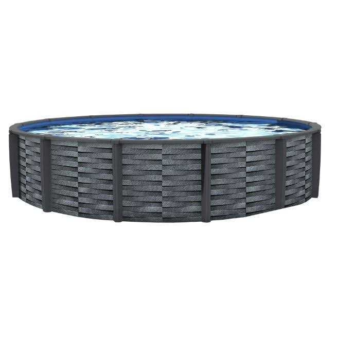 Blue Wave Mocha Wicker Round 52 in. Deep Metal Frame Swimming Pool Package