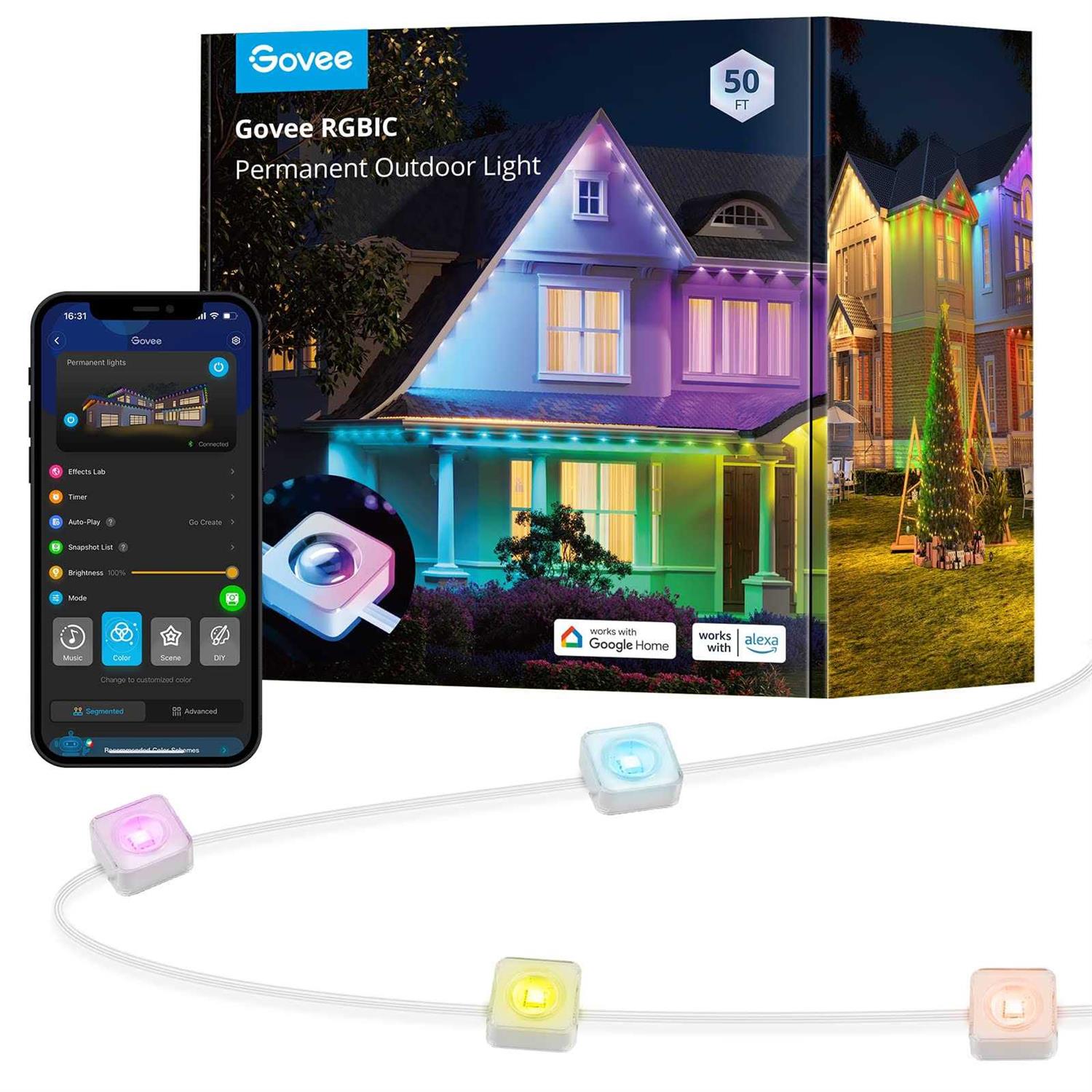 Govee Permanent Outdoor Lights Smart RGBIC Outdoor Lights with 75 Scene Modes
