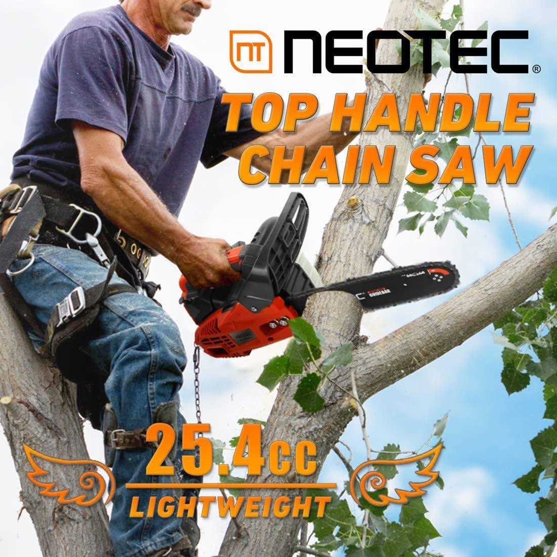 Neo-Tec 12&” Top Handle Gas Chainsaw,2-Stroke 25.4cc Portable Chain Saws