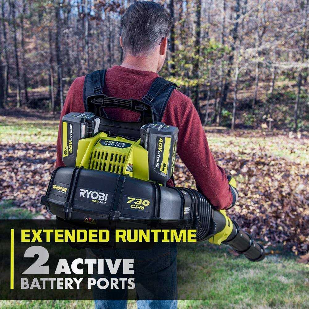 RYOBI 40V HP Brushless Whisper Series 165 MPH 730 CFM Cordless Battery Backpack Blower with 6.0 Ah Batteries and Charger