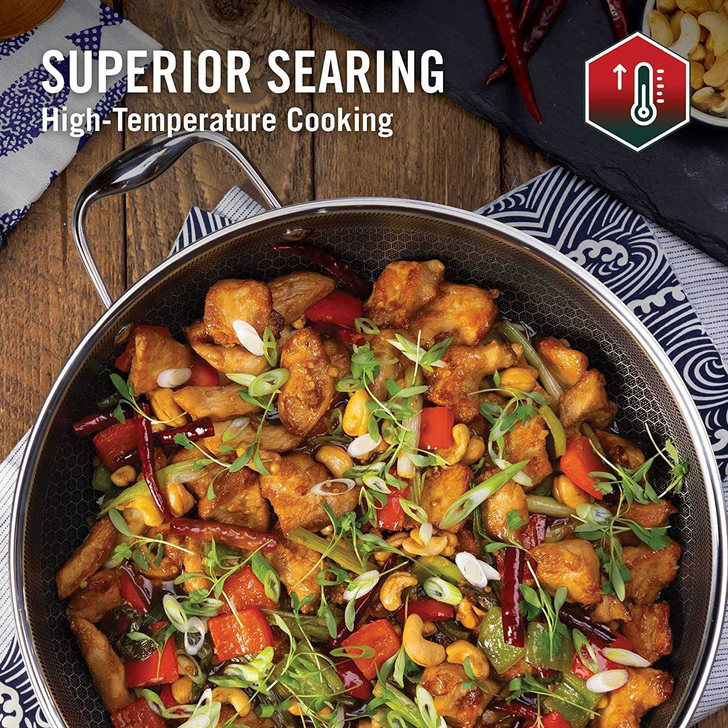 HexClad Cookware 14 Hybrid Wok with Lid