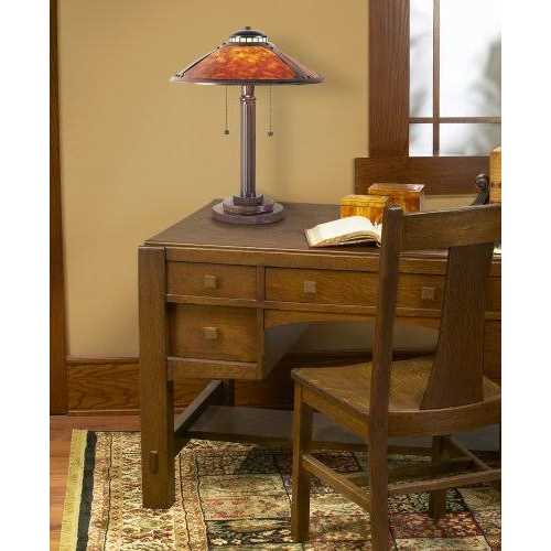 Robert Louis Tiffany Mica Mission Desk Lamp 18 1/2 High Oil Rubbed Bronze Natural Mica Shade for Bedroom Living Room Bedside Nightstand Kids Family
