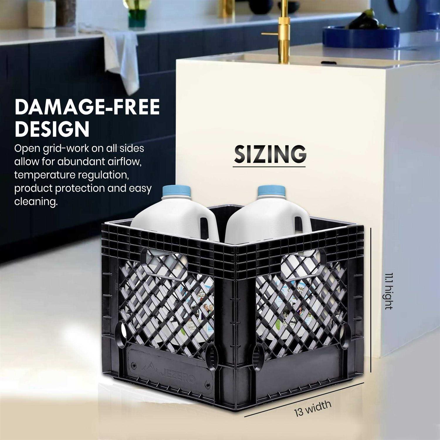 Juggernaut Storage 16qt Plastic Heavy-Duty Plastic Square Milk Crate