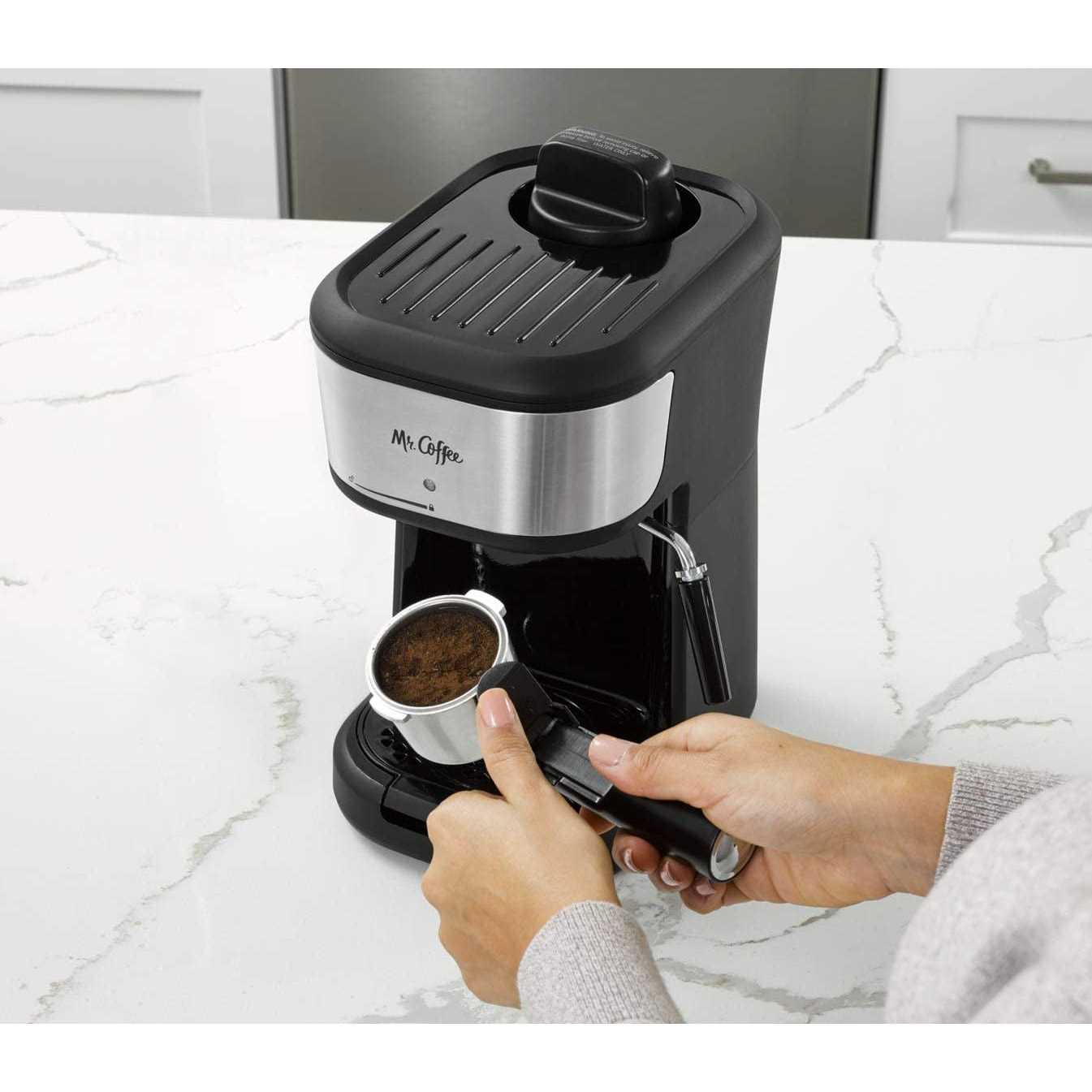 Mr. Coffee 4-Shot Steam Espresso Cappuccino and Latte Maker with Stainless Steel Frothing Pitcher