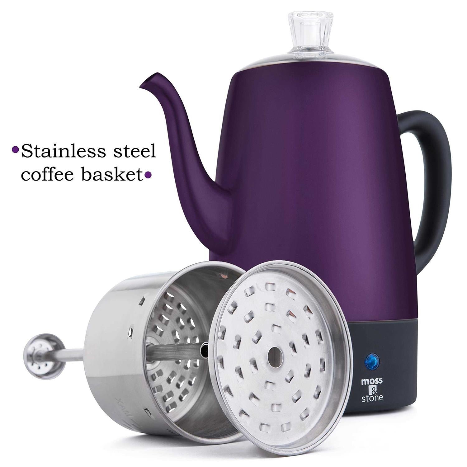 Moss & Stone Electric Coffee Percolator Body with Stainless Steel Lids Coffee