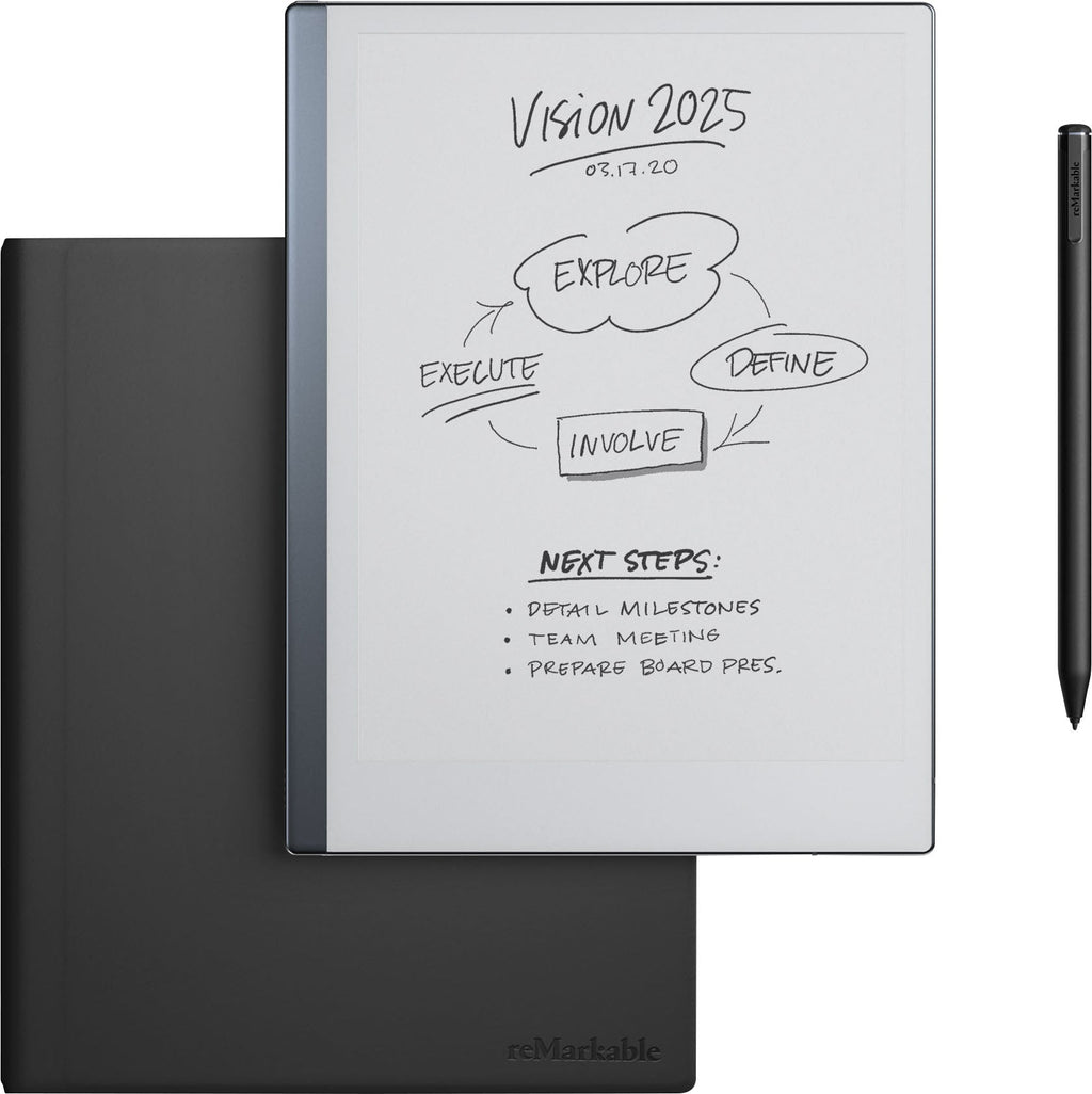 reMarkable 2 10.3 Paper Tablet with Marker Plus and Premium Leather Book Folio Black