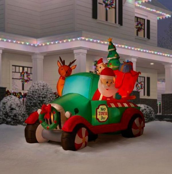 6 ft iatable santas vintage tow truck