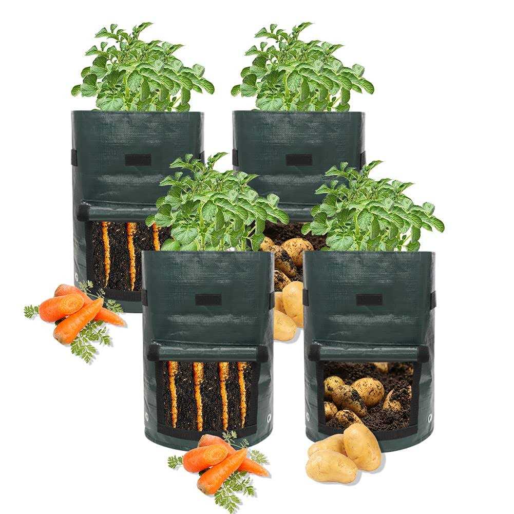 Garden Potato Grow Bags with Flap and Handles Aeration Fabric Pots Heavy Duty