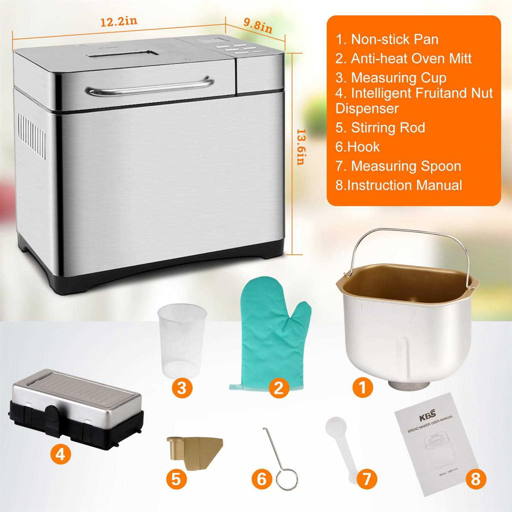 Kbs MBF-013 17-in-1 Bread Maker Machine Fully Automatic with 2LB Capacity 3 Loaf Sizes