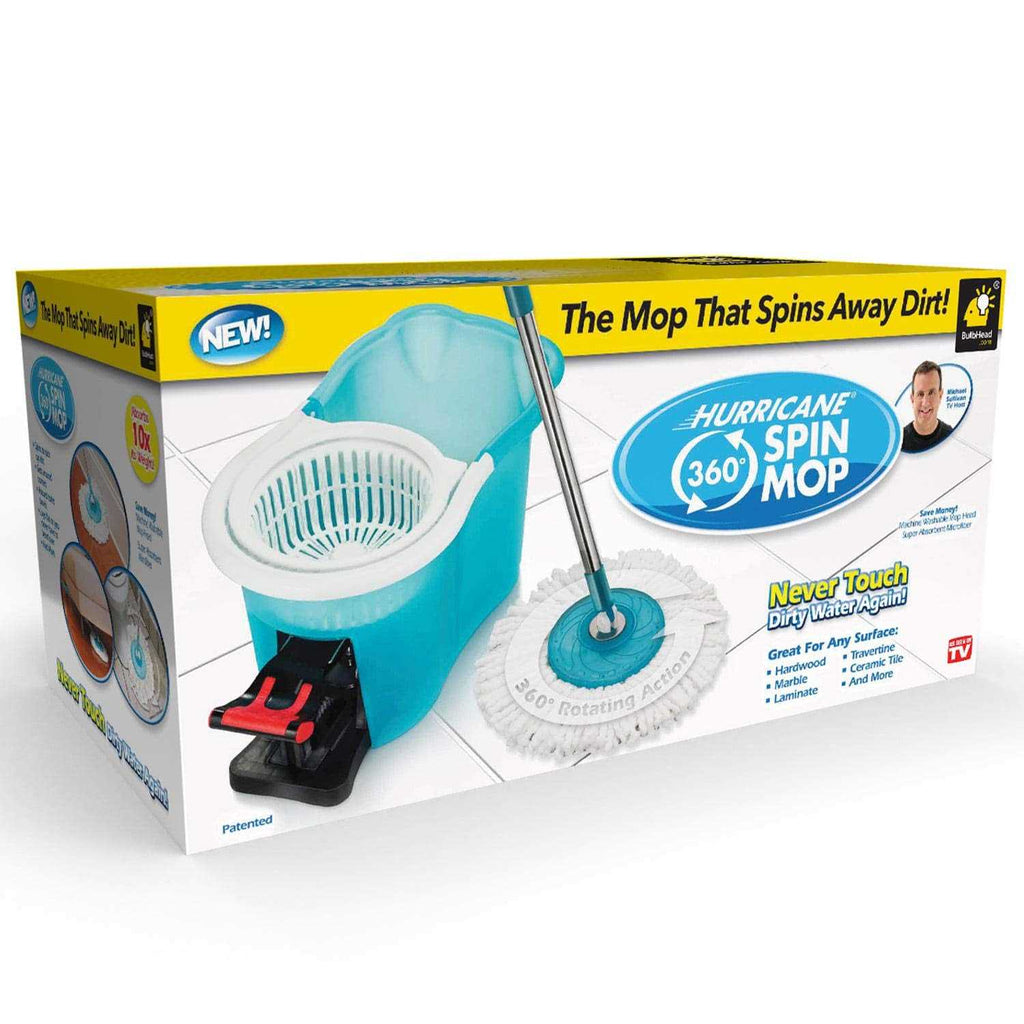 Telebrands Hurricane Spin Mop, White/Blue
