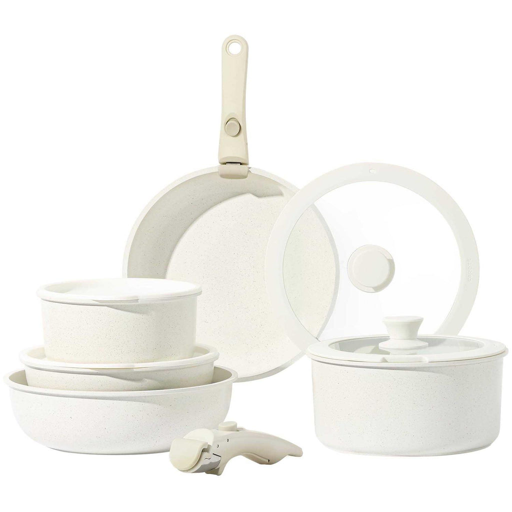 CAROTE 11pcs Pots and Pans Set Nonstick Cookware Sets Detachable Handle