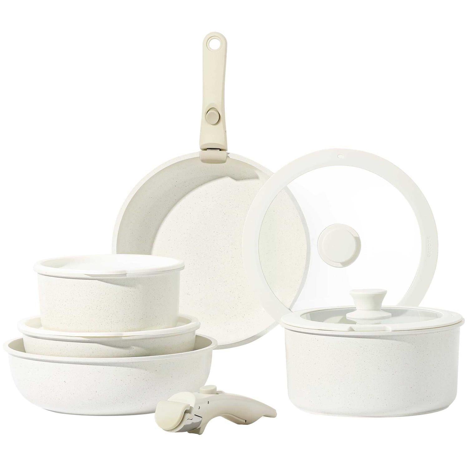 CAROTE 11pcs Pots and Pans Set Nonstick Cookware Sets Detachable Handle