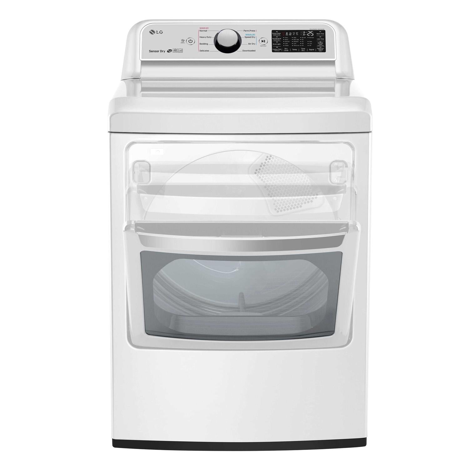 LG 7.3 cu. ft. White Ultra Large Capacity Smart Top Load Gas Dryer