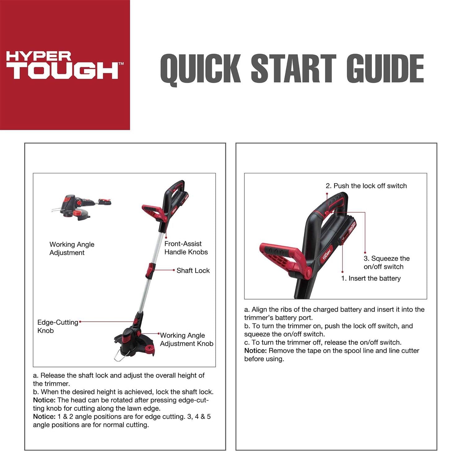 Hyper Tough 20V Max Cordless 12-Inch String Trimmer