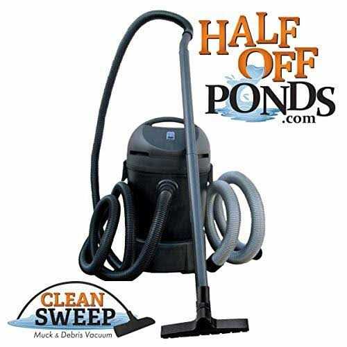 Half Off Ponds CleanSweep 1400 Pond Vacuum with a 13′ Intake Suction Hose, 4 Extension Tubes, 3 Vacuum Nozzles, a 6.5 Foot Output Hose, and a Debris