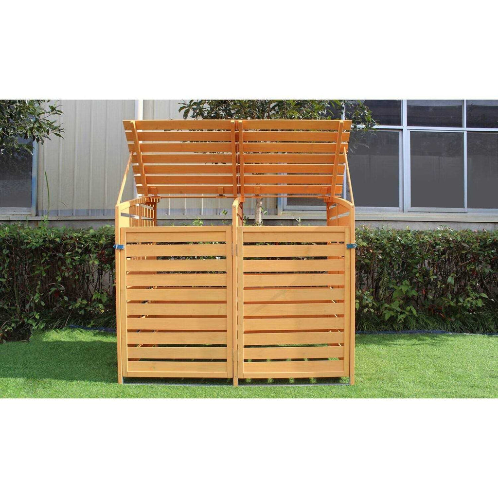 Hanover Outdoor 4.9 ft. x 4 ft. Wooden Trash Bin and Recyclables Storage Shed HANWS
