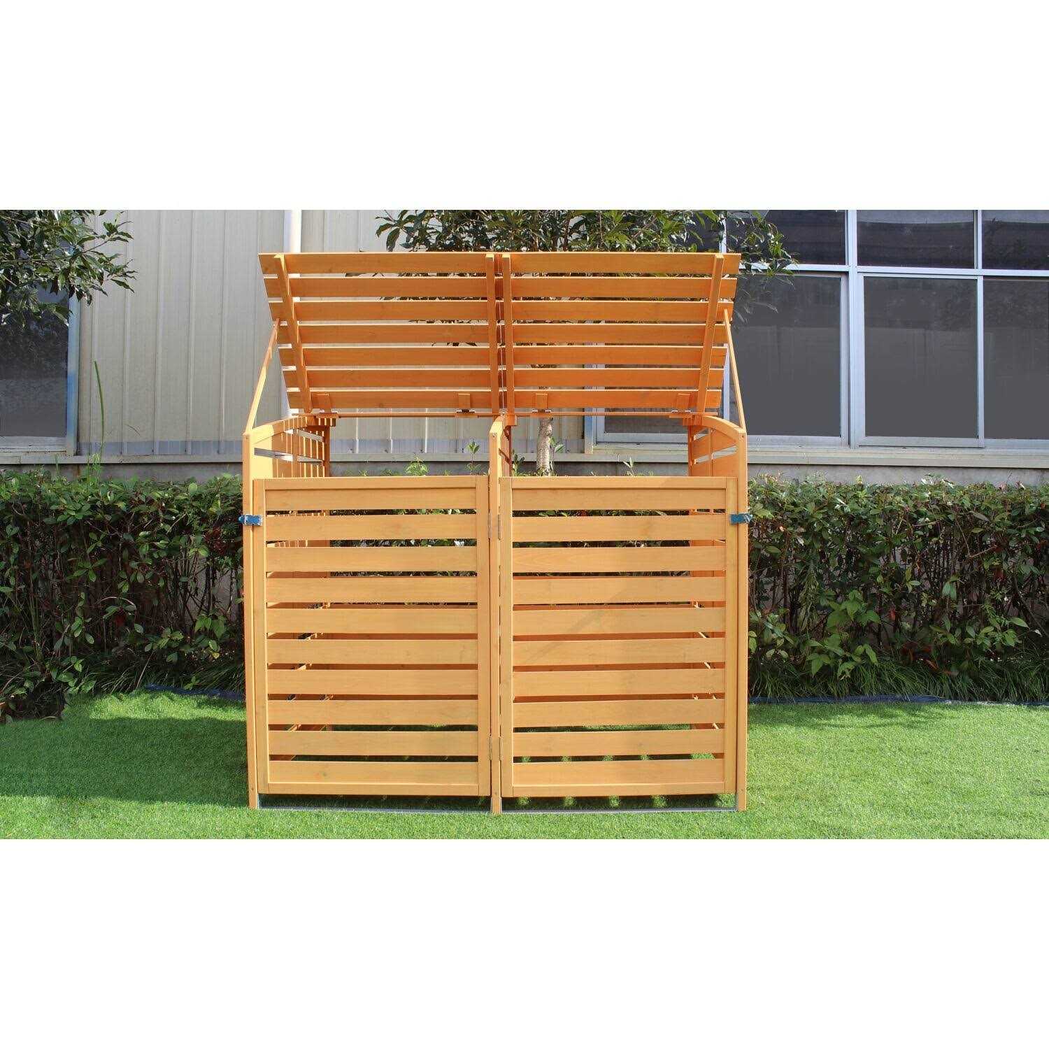 Hanover Outdoor 4.9 ft. x 4 ft. Wooden Trash Bin and Recyclables Storage Shed HANWS